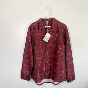 STIO Wind Shirt / Harkin Men’s Red Ski Snap Button Long Sleeve Shirt L